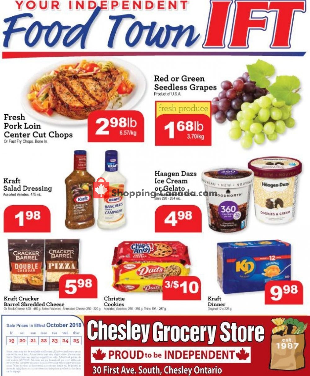 Chesley Grocery Store flyer from Friday October 19, 2018 to Thursday October 25, 2018 - page 1
