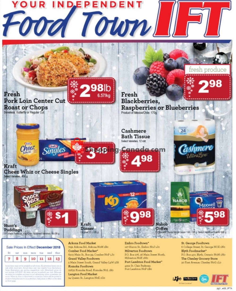 Chesley Grocery Store flyer from Friday December 7, 2018 to Thursday December 13, 2018 - page 1