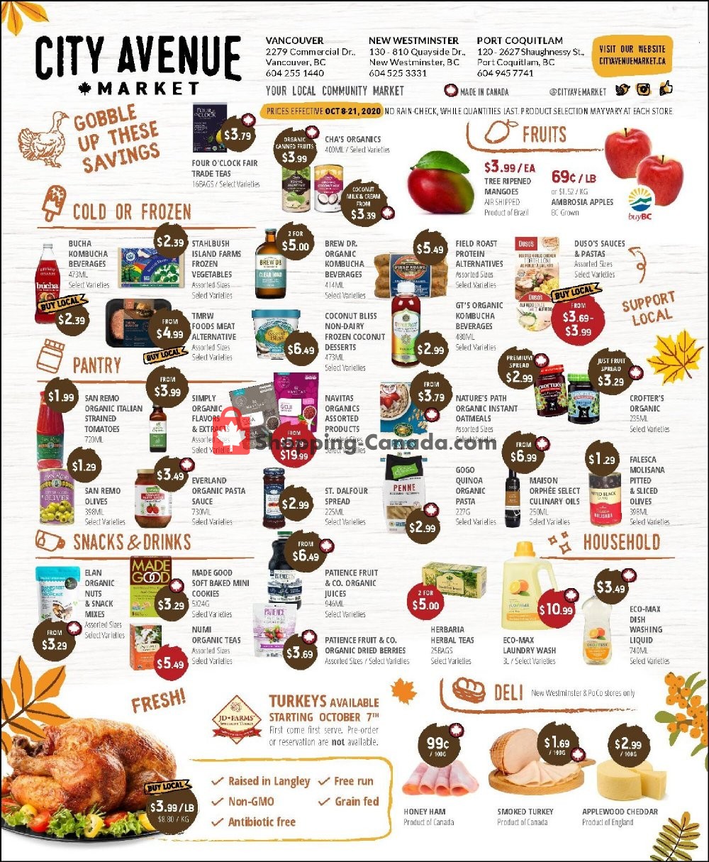 City Avenue Market flyer from Thursday October 8, 2020 to Wednesday October 21, 2020 - page 1