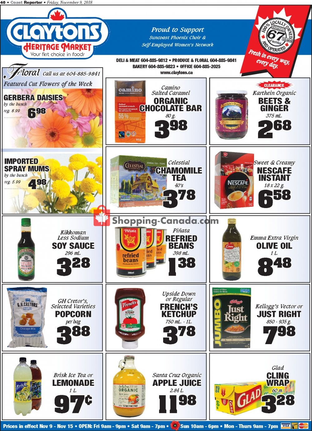 Claytons Heritage Market flyer from Friday November 9, 2018 to Thursday November 15, 2018 - page 1