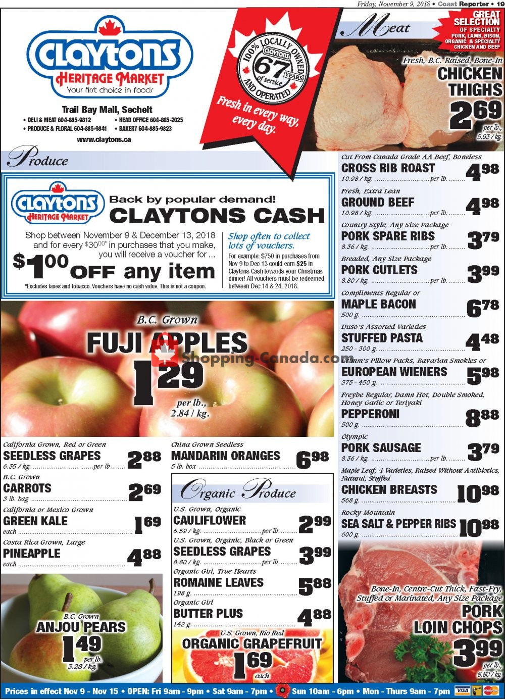 Claytons Heritage Market flyer from Friday November 9, 2018 to Thursday November 15, 2018 - page 4