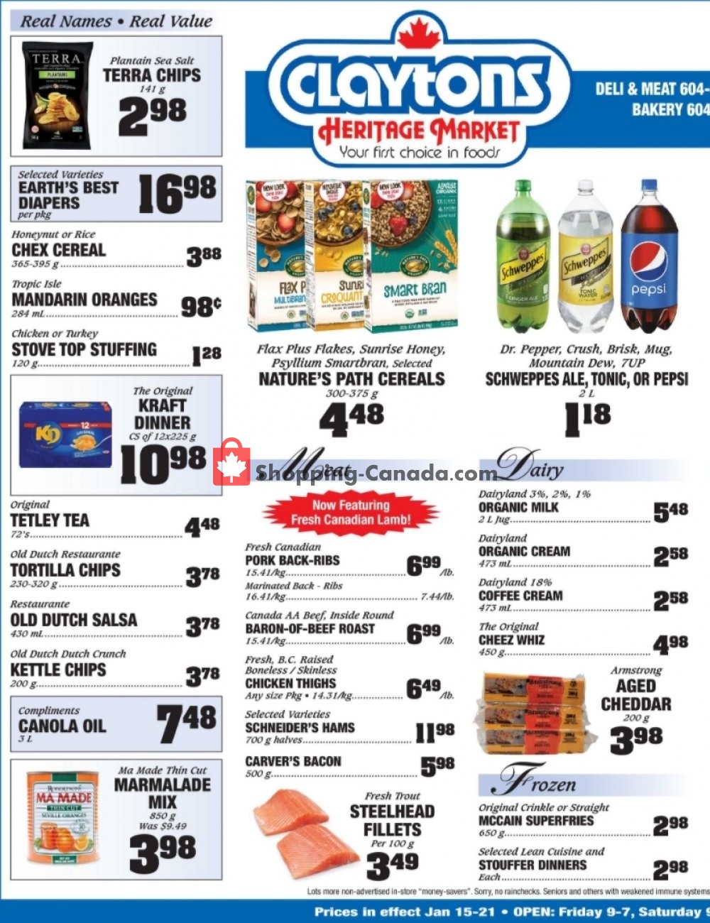 Claytons Heritage Market flyer from Friday January 15, 2021 to Thursday January 21, 2021 - page 1