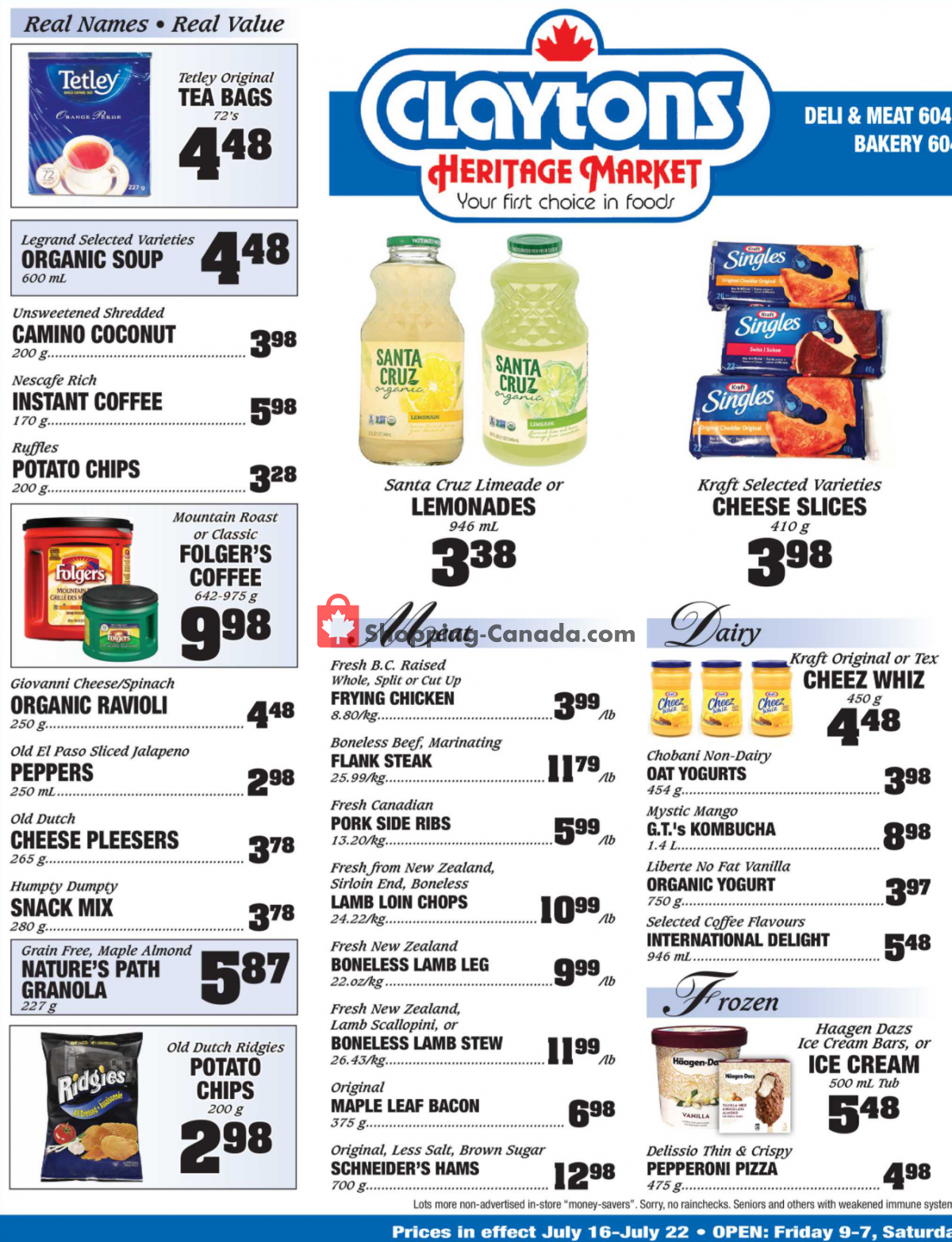 Claytons Heritage Market flyer from Friday July 16, 2021 to Thursday July 22, 2021 - page 1