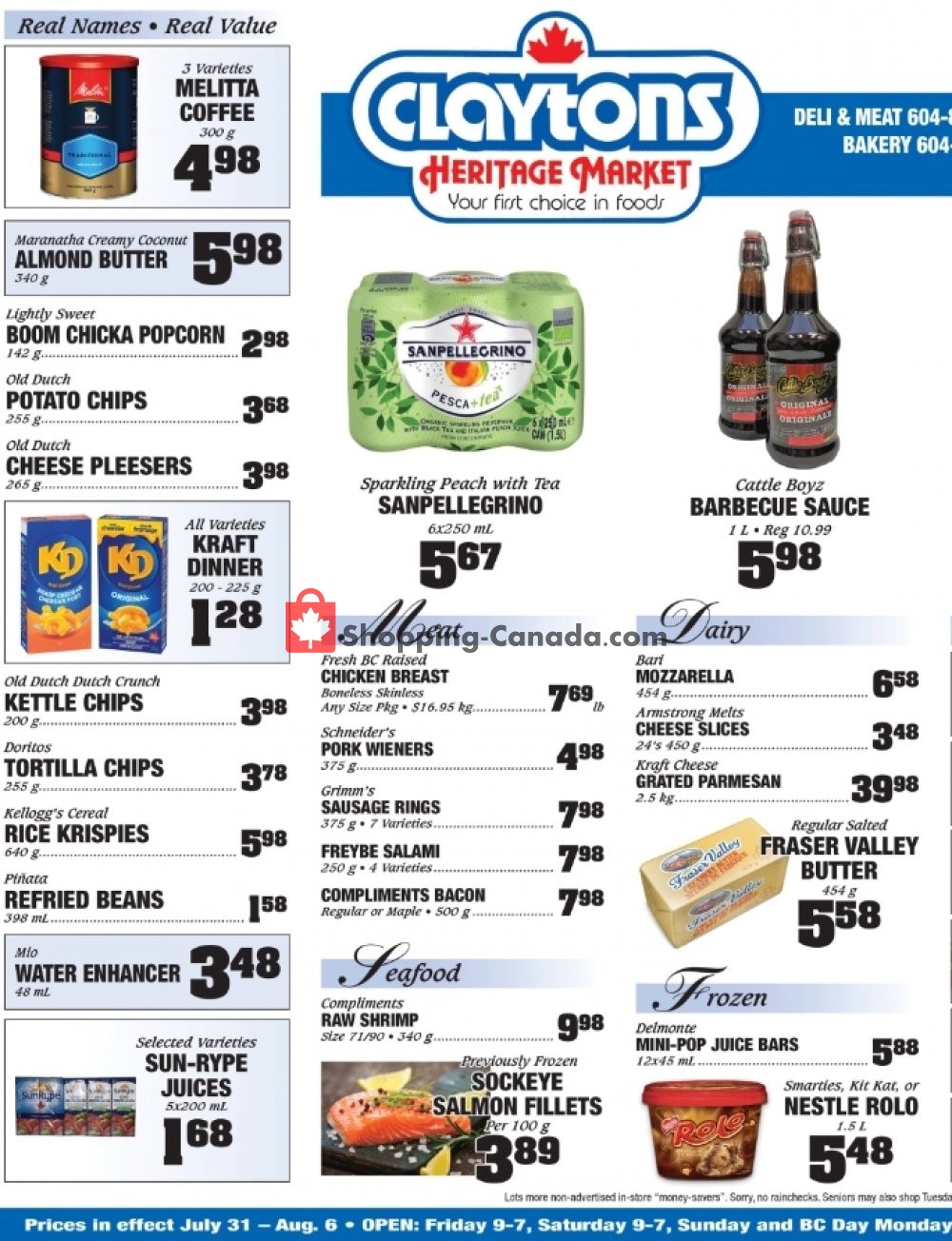 Claytons Heritage Market flyer from Friday July 31, 2020 to Sunday September 6, 2020 - page 1