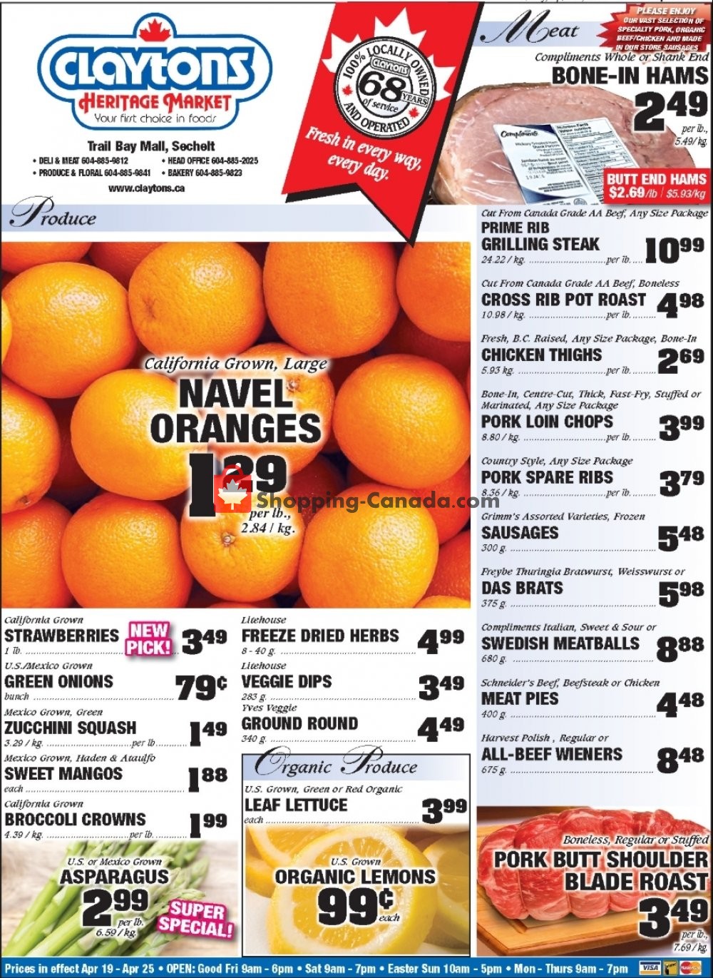 Claytons Heritage Market flyer from Friday April 19, 2019 to Thursday April 25, 2019 - page 1