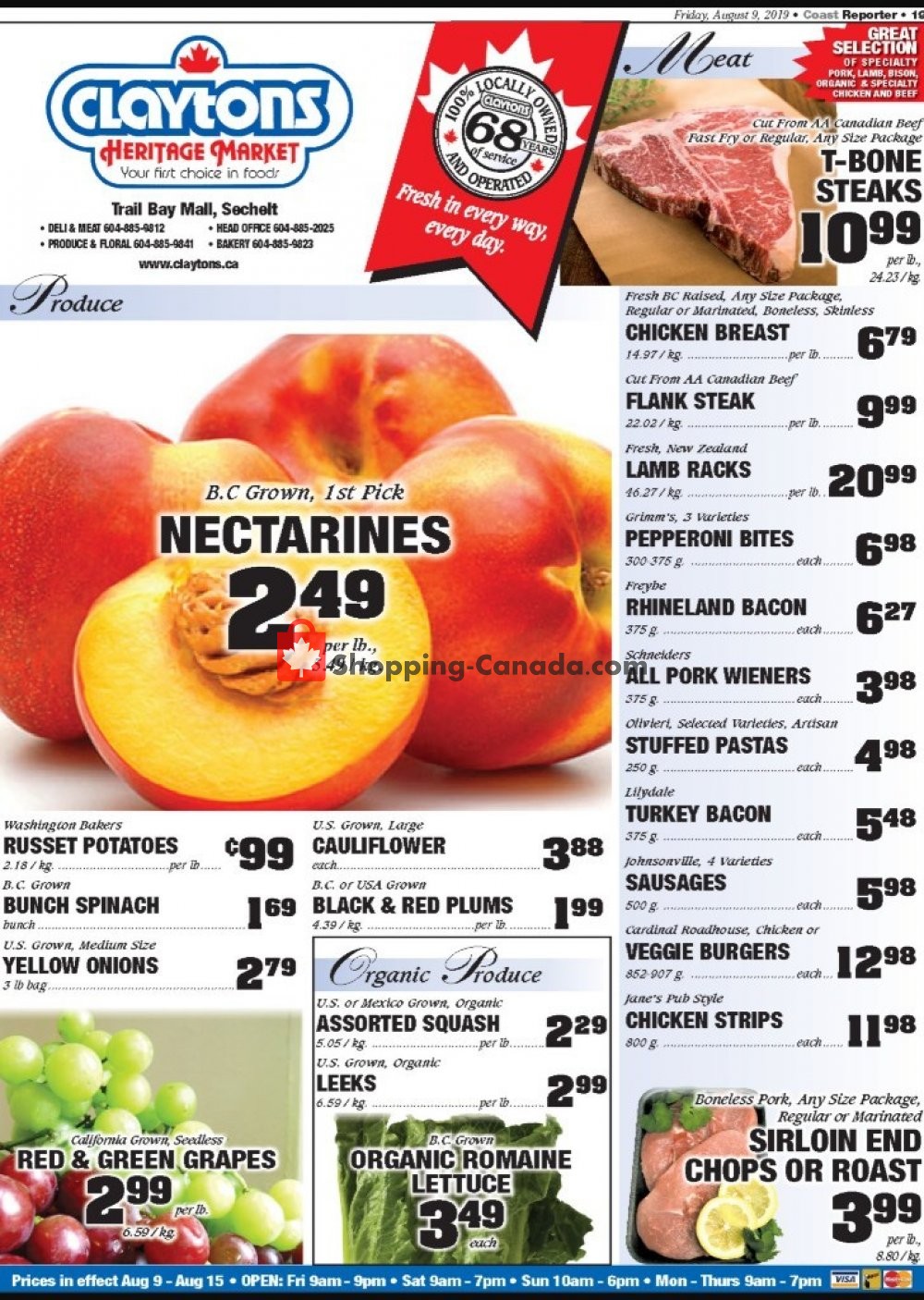 Claytons Heritage Market flyer from Friday August 9, 2019 to Thursday August 15, 2019 - page 1