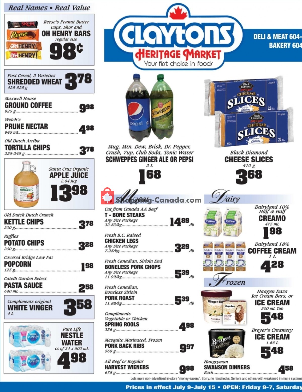 Claytons Heritage Market flyer from Friday July 9, 2021 to Thursday July 15, 2021 - page 1