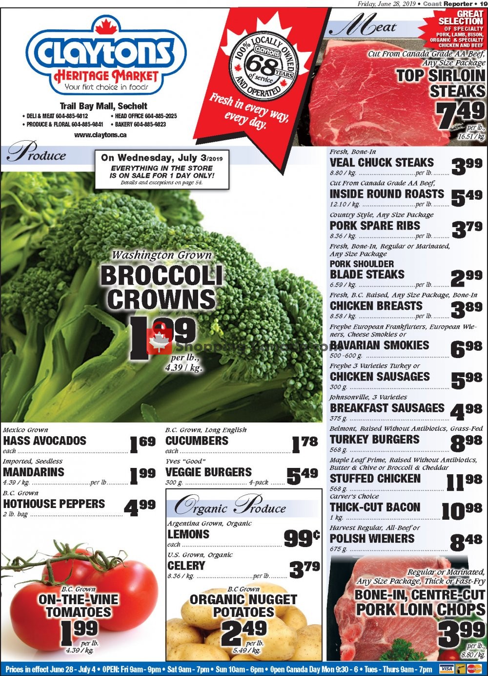 Claytons Heritage Market flyer from Friday June 28, 2019 to Thursday July 4, 2019 - page 1