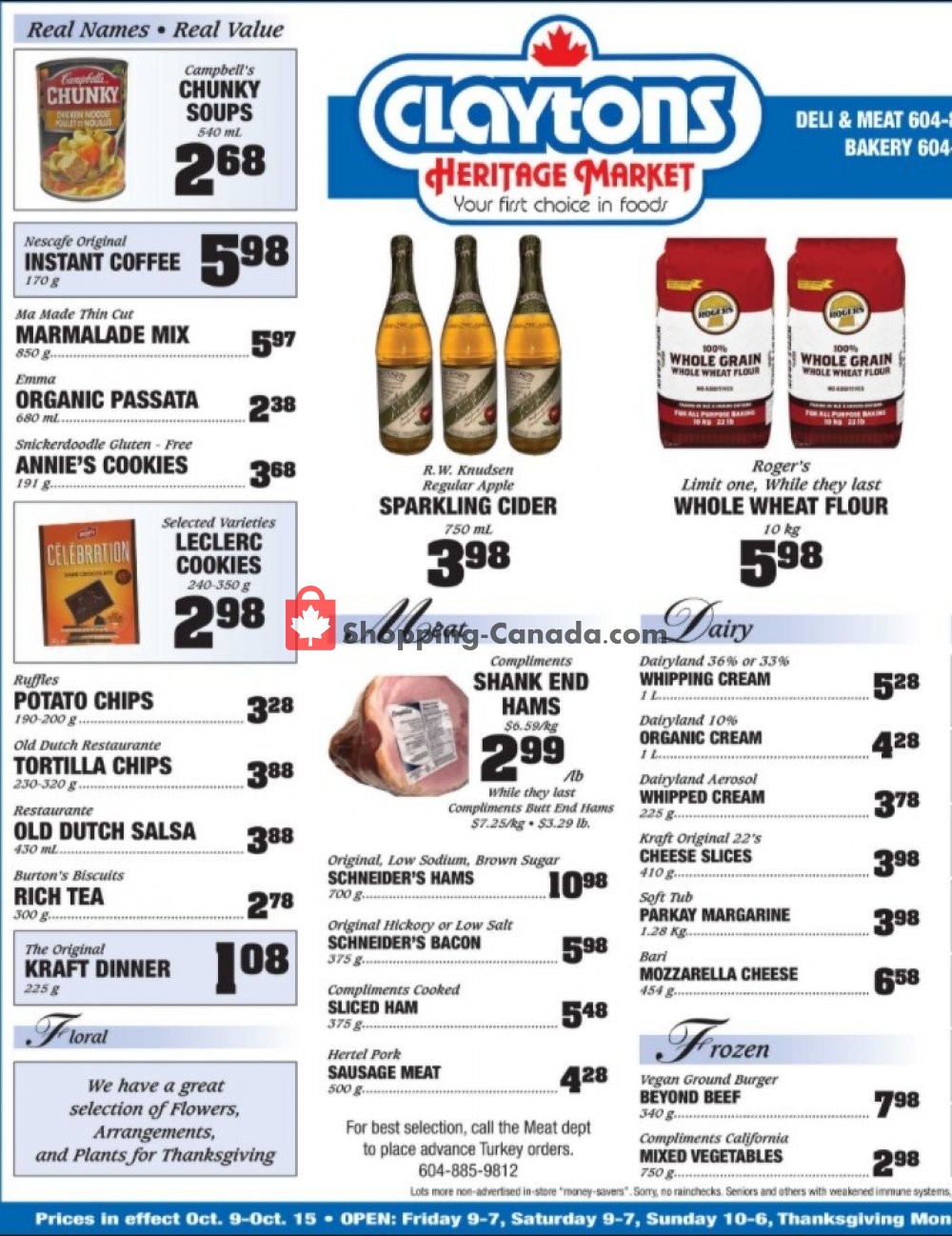 Claytons Heritage Market flyer from Friday October 9, 2020 to Thursday October 15, 2020 - page 1