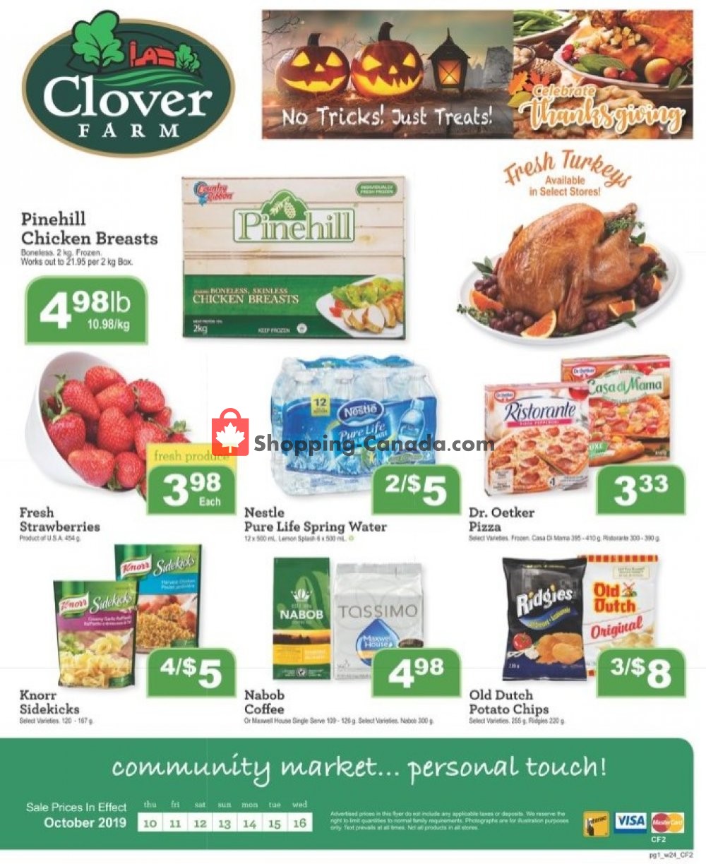Clover Farm flyer from Thursday October 10, 2019 to Wednesday October 16, 2019 - page 1