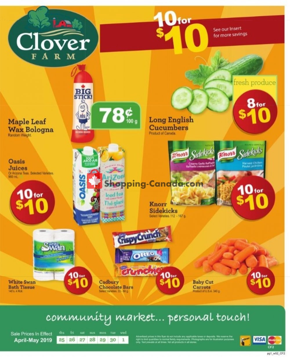 Clover Farm flyer from Thursday April 25, 2019 to Wednesday May 1, 2019 - page 1