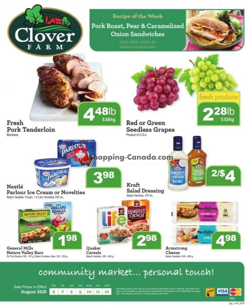 Clover Farm flyer from Thursday August 6, 2020 to Wednesday August 12, 2020 - page 1