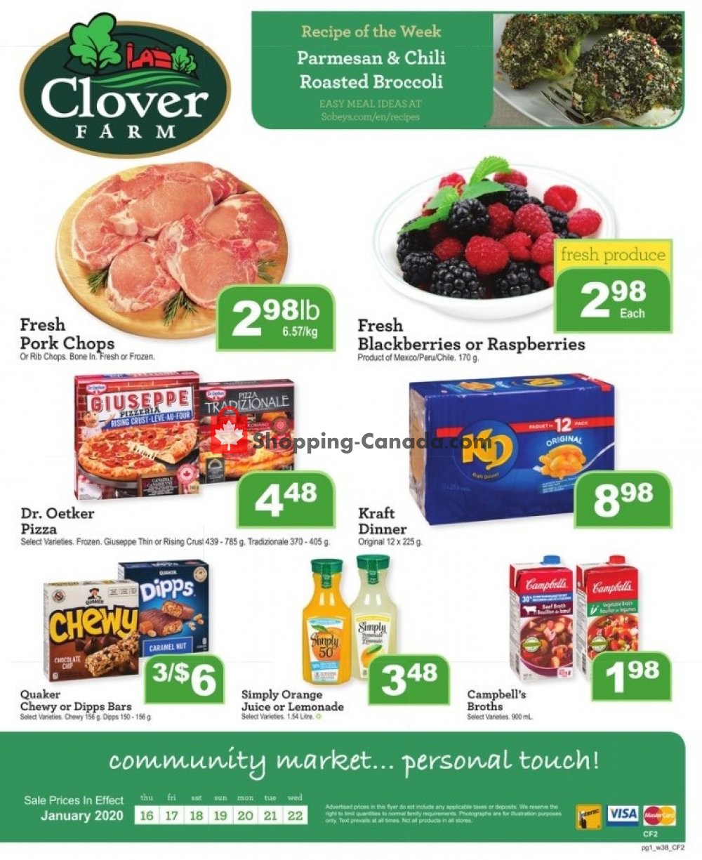 Clover Farm flyer from Thursday January 16, 2020 to Wednesday January 22, 2020 - page 1
