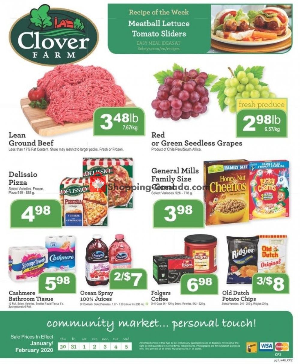 Clover Farm flyer from Thursday January 30, 2020 to Wednesday February 5, 2020 - page 1