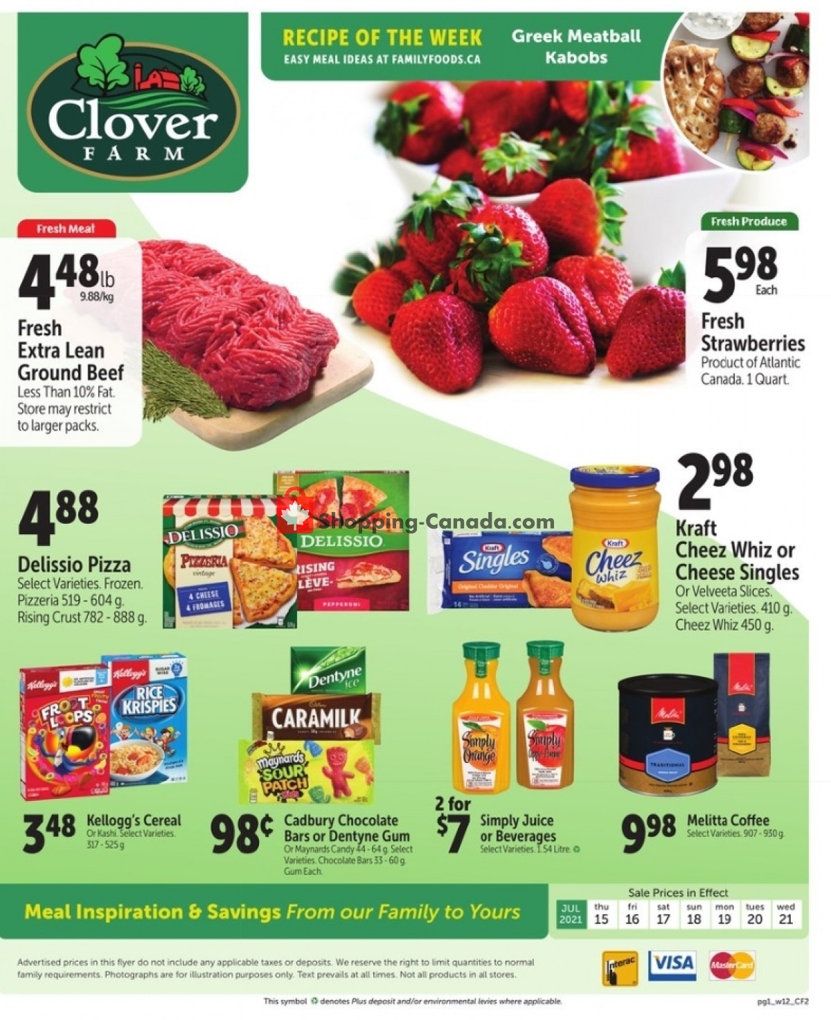 Clover Farm flyer from Thursday July 15, 2021 to Wednesday July 21, 2021 - page 1