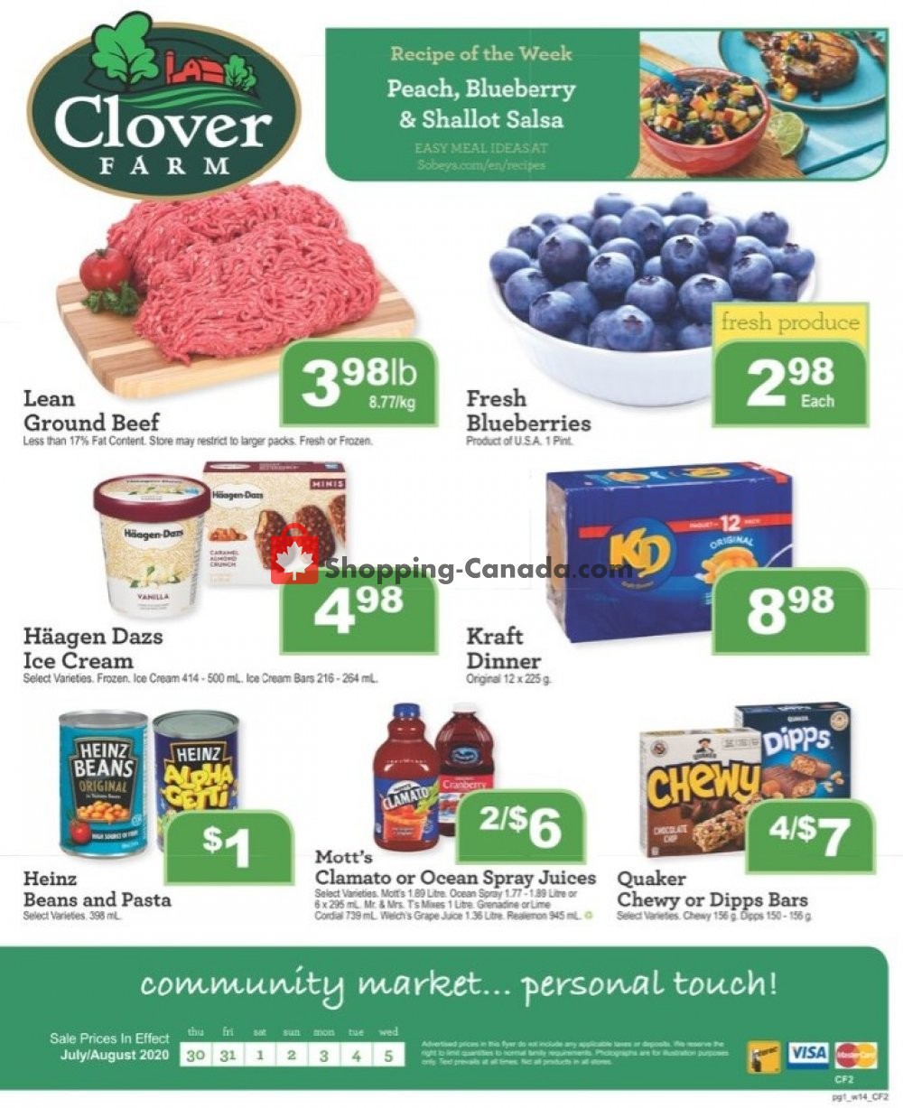 Clover Farm flyer from Thursday July 30, 2020 to Wednesday August 5, 2020 - page 1