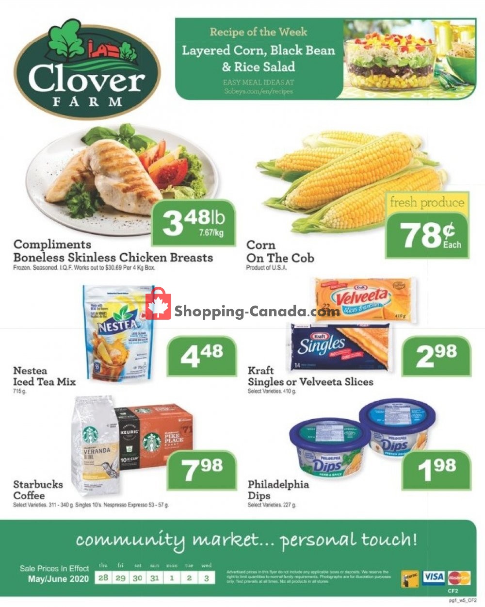 Clover Farm flyer from Thursday May 28, 2020 to Wednesday June 3, 2020 - page 1