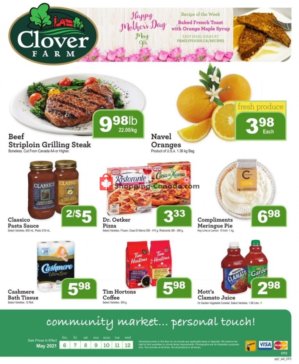 Clover Farm flyer from Thursday May 6, 2021 to Wednesday May 12, 2021 - page 1