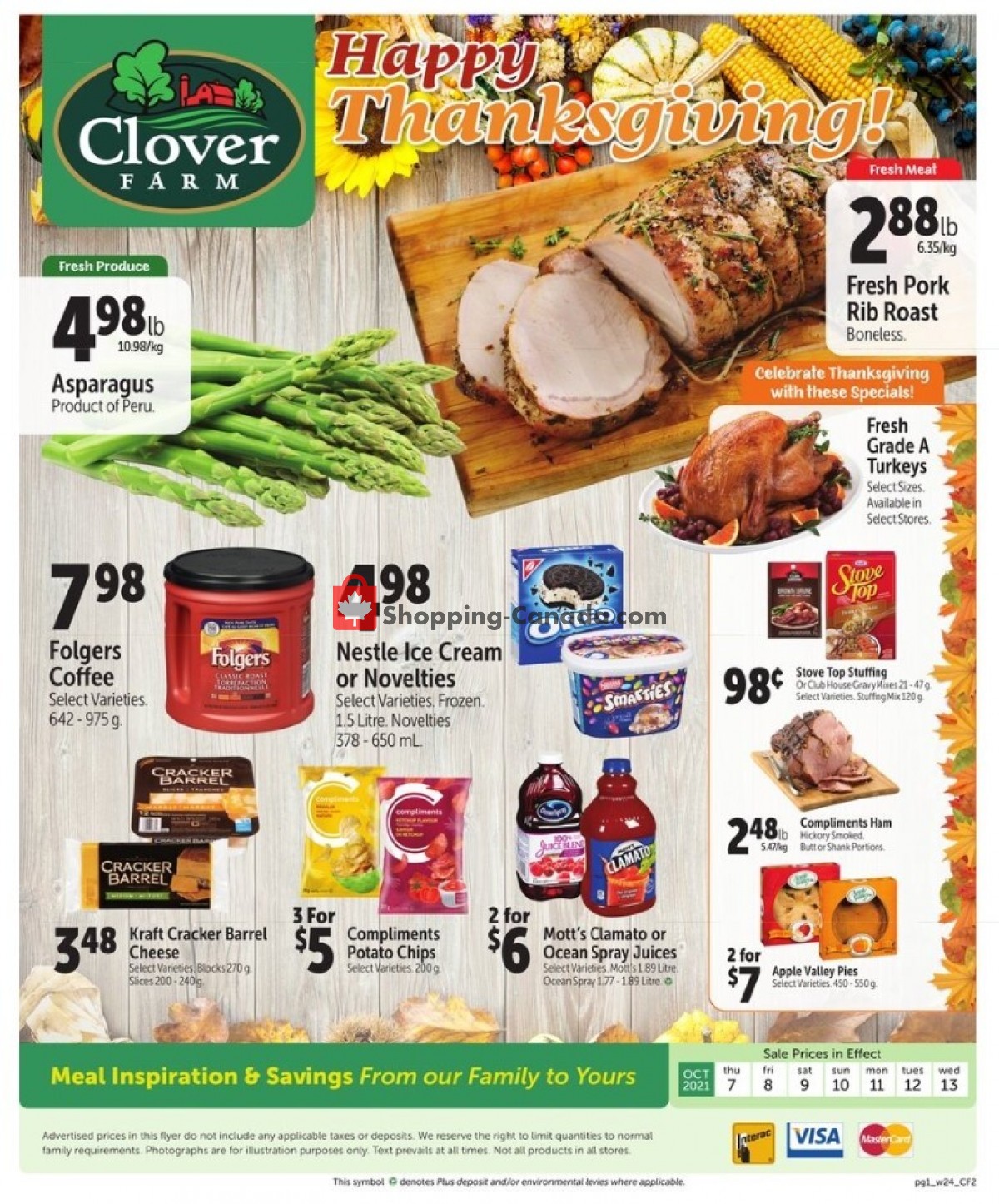 Clover Farm flyer from Thursday October 7, 2021 to Wednesday October 13, 2021 - page 1