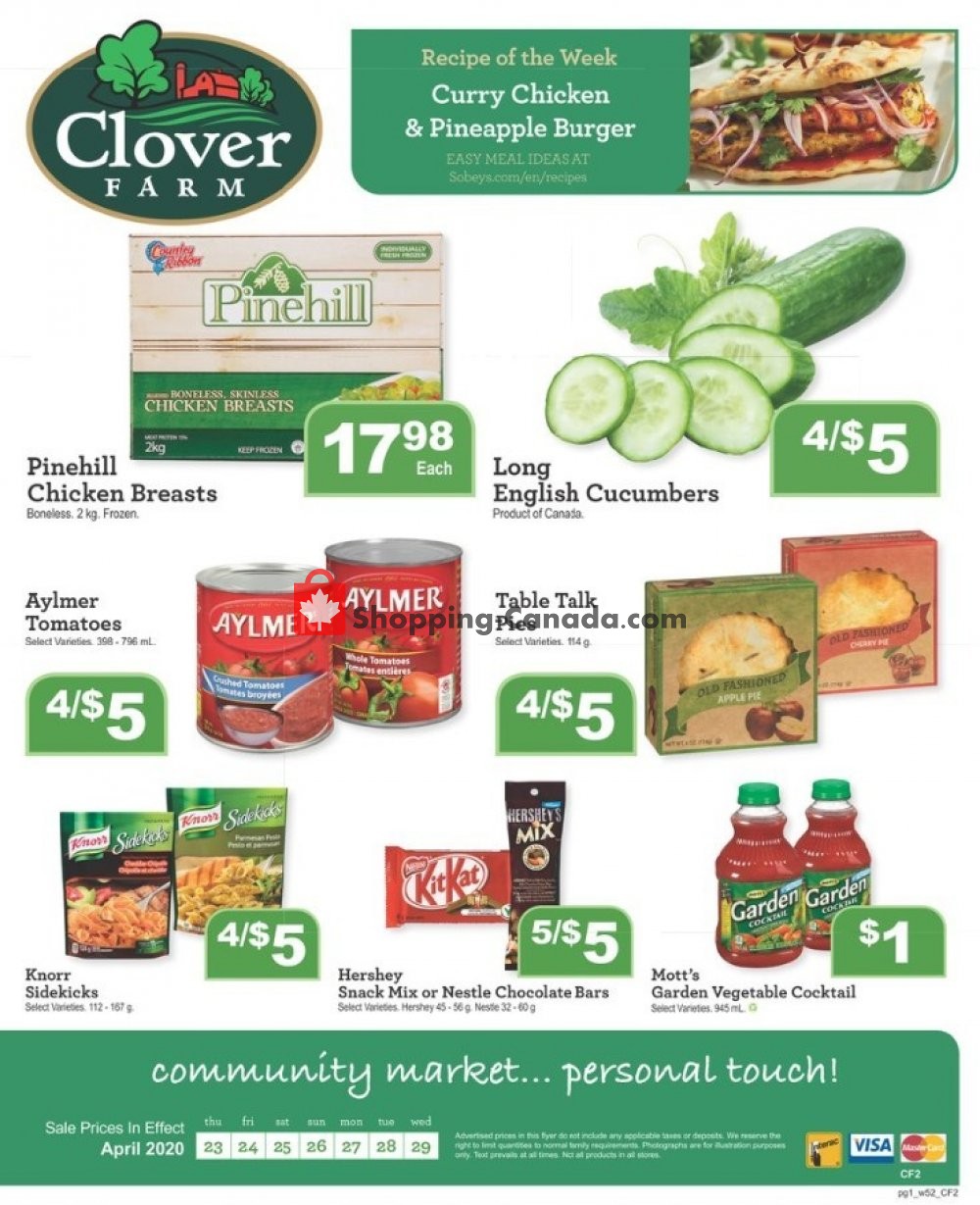 Clover Farm flyer from Thursday April 23, 2020 to Wednesday April 29, 2020 - page 1