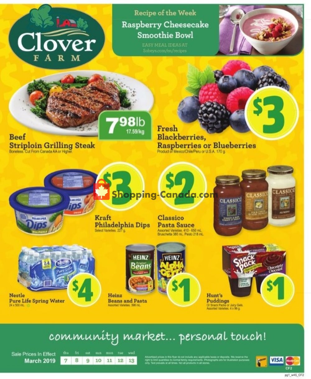 Clover Farm flyer from Thursday March 7, 2019 to Wednesday March 13, 2019 - page 1