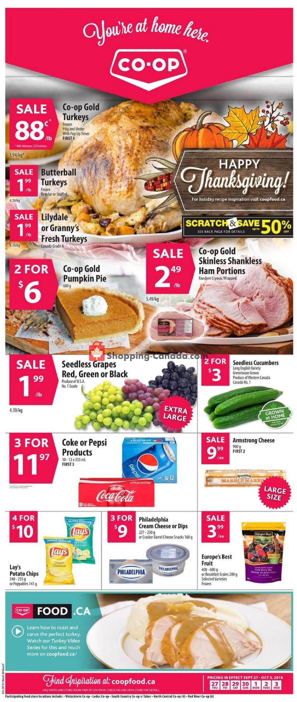 Co-op flyer from Thursday September 27, 2018 to Wednesday October 3, 2018 - page 1