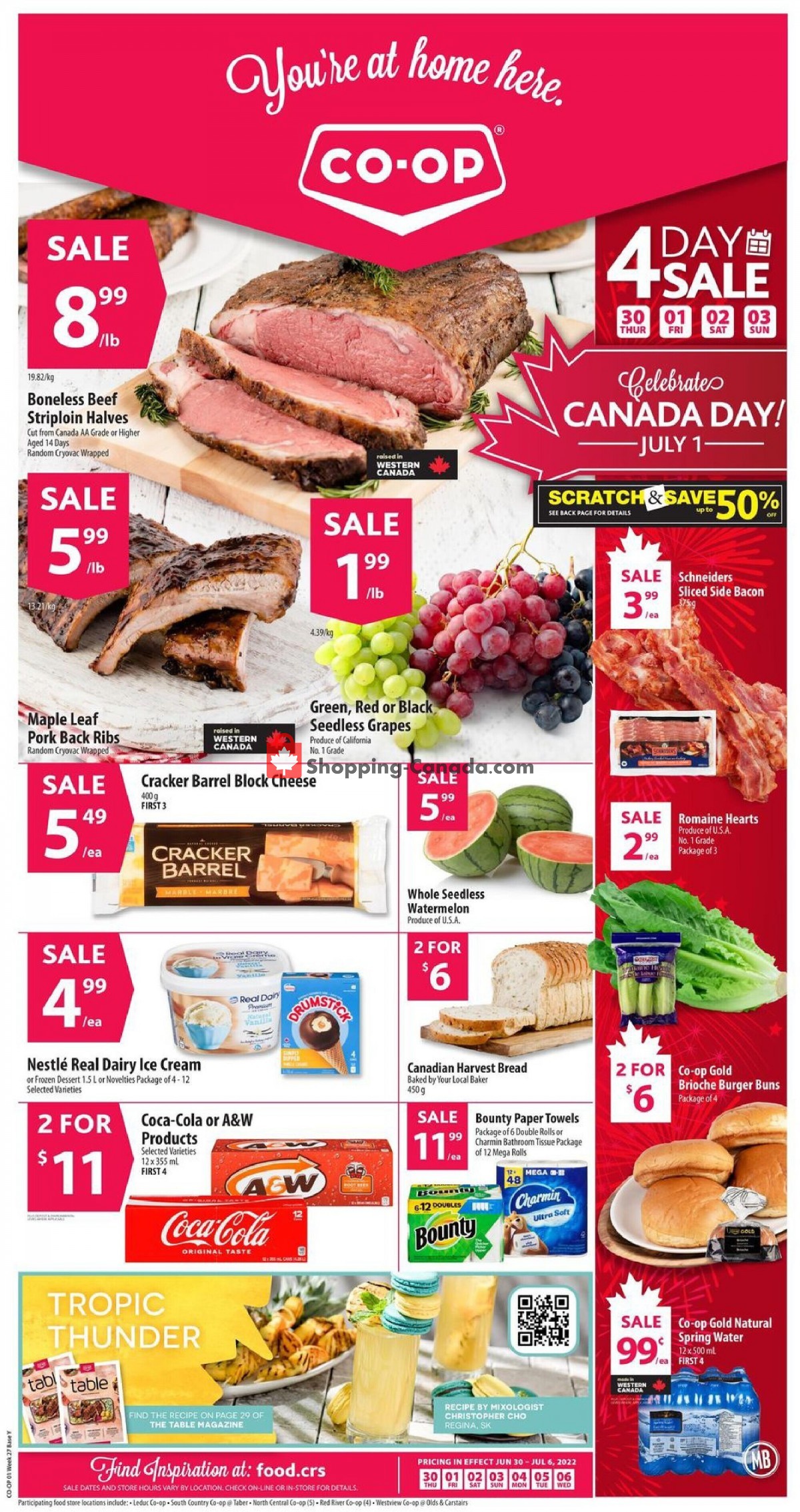 Coop Canada, flyer (Food Happy Canada Day West) June 30 July