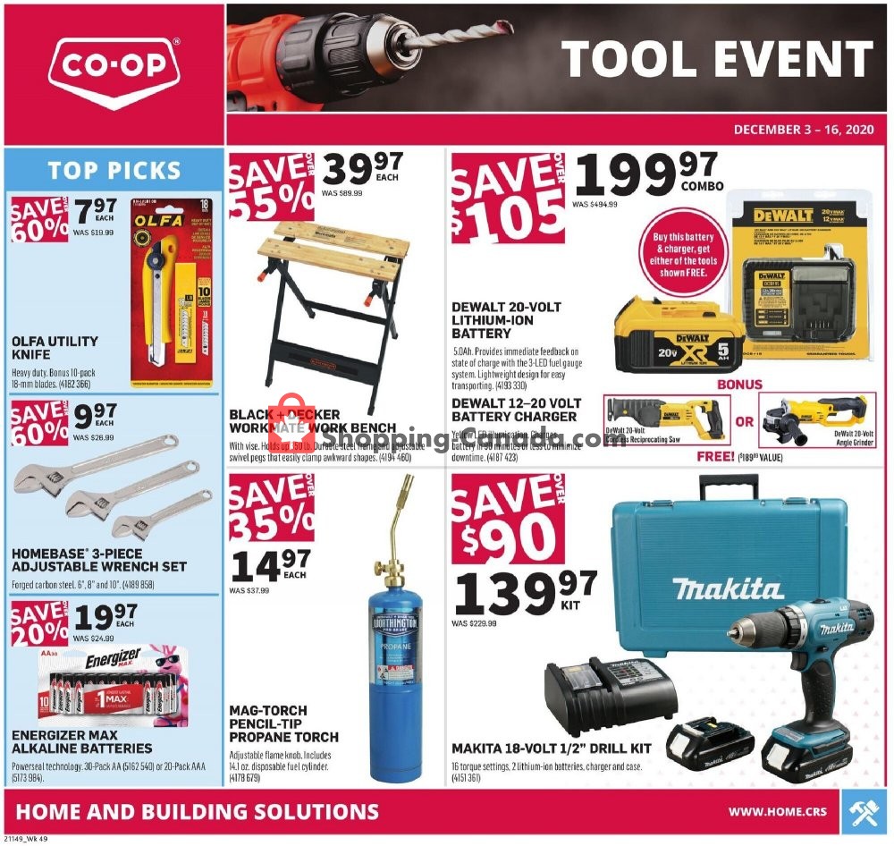 Coop Canada, flyer (Home Tool Event AB) December 3 December 16, 2020 Shopping Canada