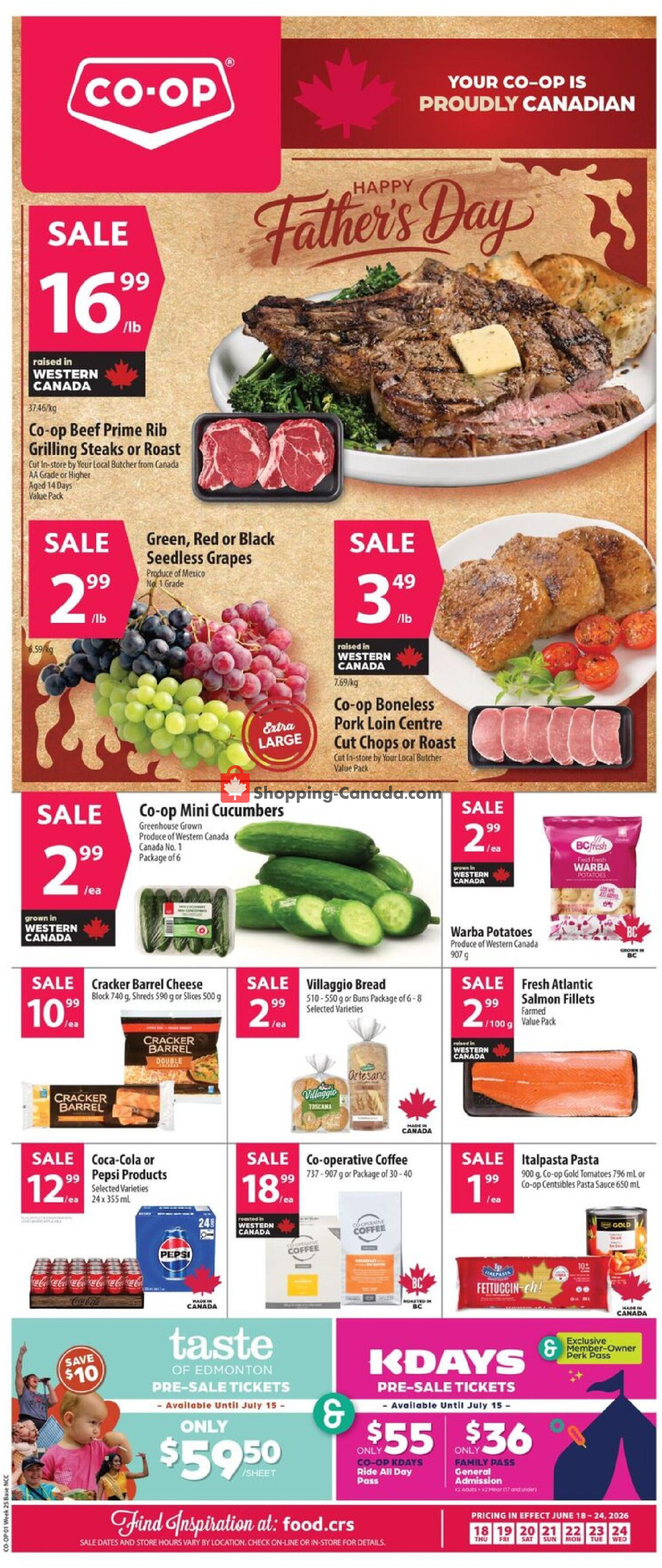 Co-op flyer from Thursday June 18, 2026 to Wednesday June 24, 2026 - page 1