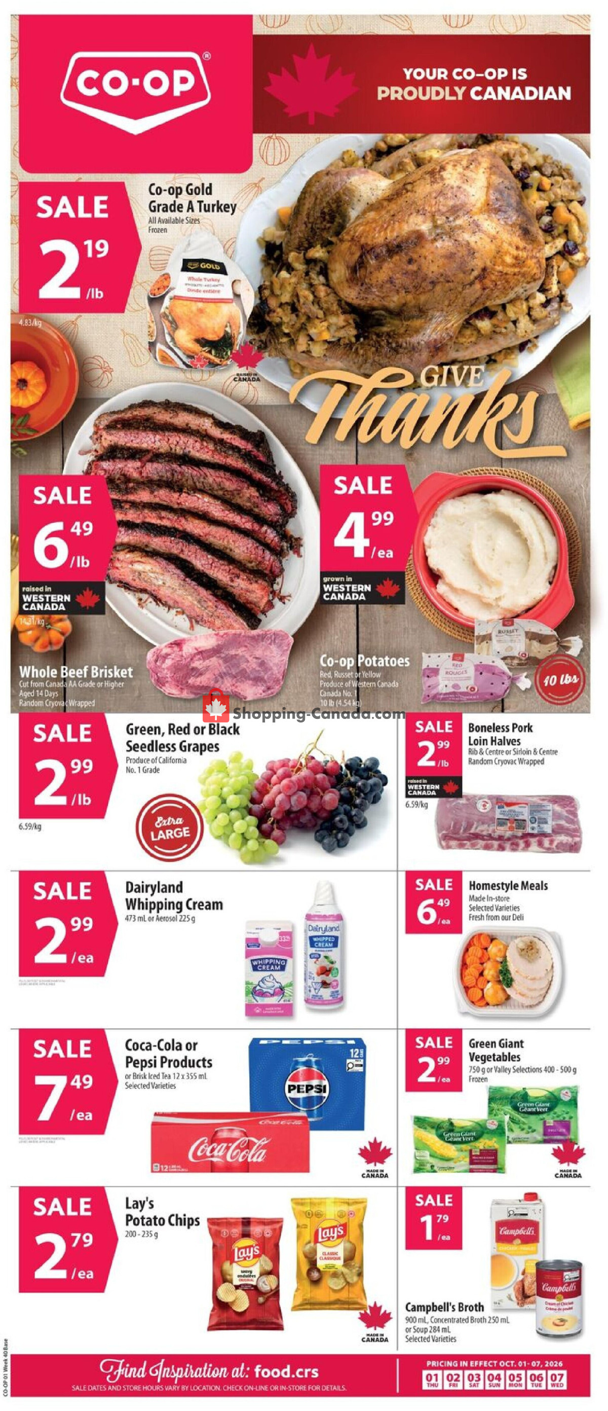Co-op flyer from Thursday October 1, 2026 to Wednesday October 7, 2026 - page 1