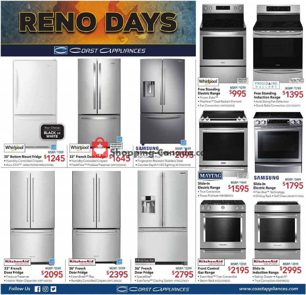 Coast Appliances Canada, flyer (Reno Days) January 30 February 12