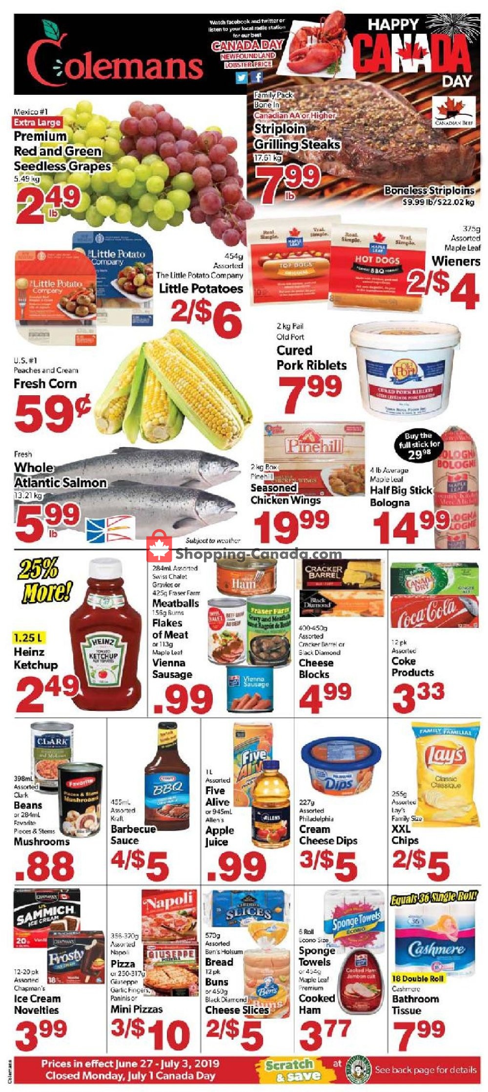 Coleman's flyer from Thursday June 27, 2019 to Wednesday July 3, 2019 - page 1