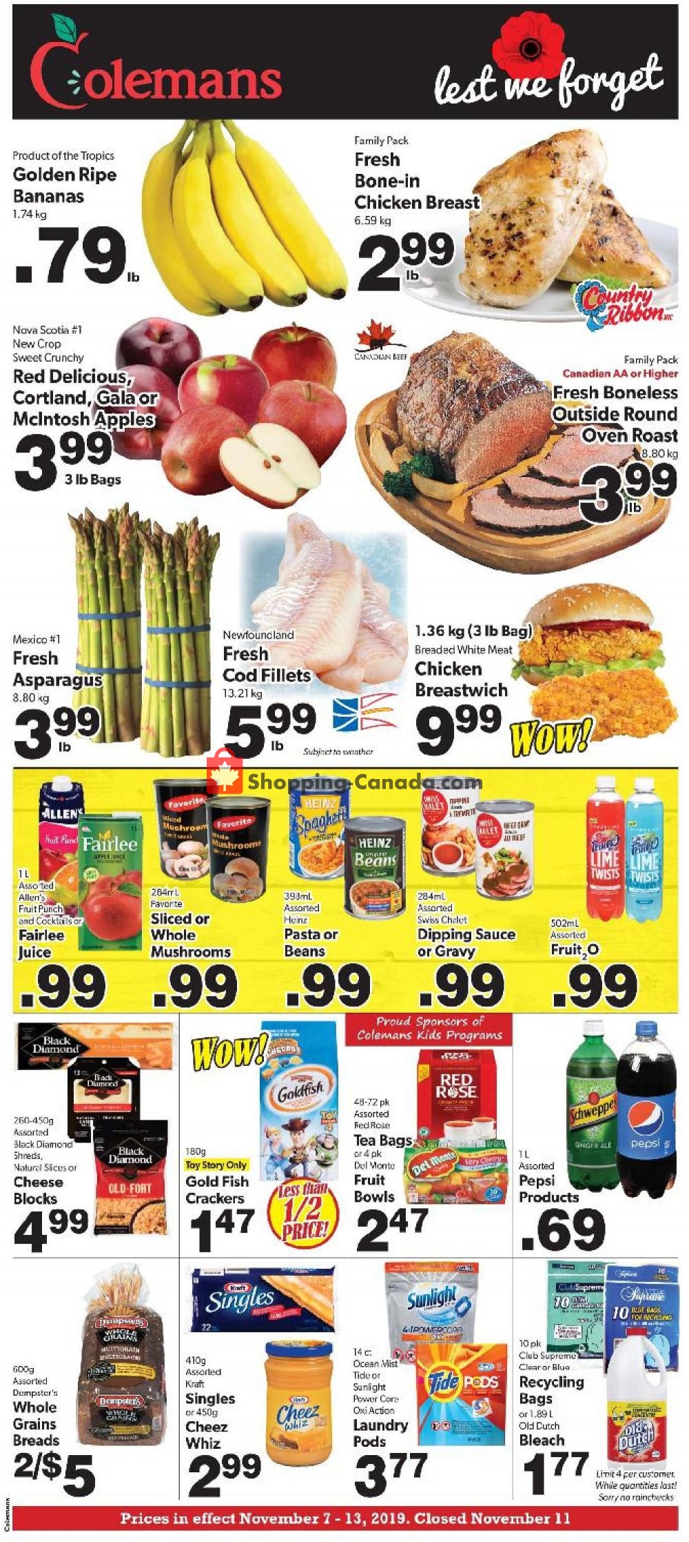 Coleman's flyer from Thursday November 7, 2019 to Wednesday November 13, 2019 - page 1