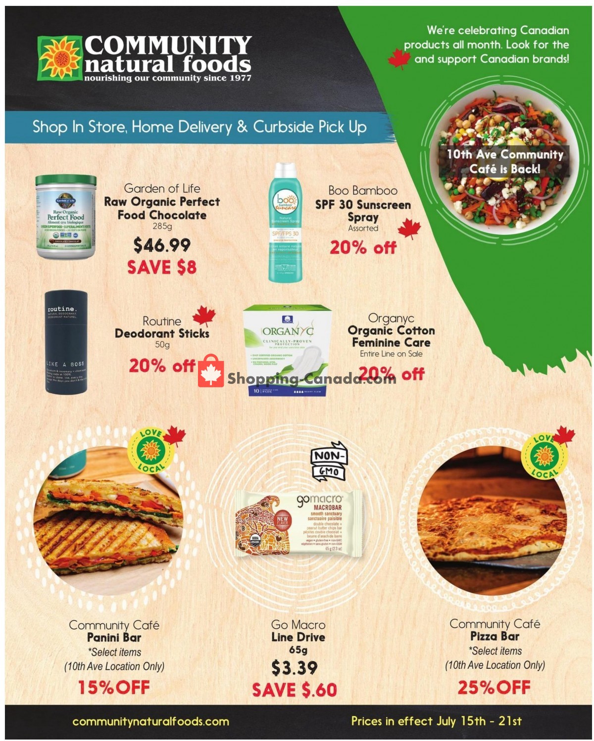 Community Natural Foods flyer from Thursday July 15, 2021 to Wednesday July 21, 2021 - page 1