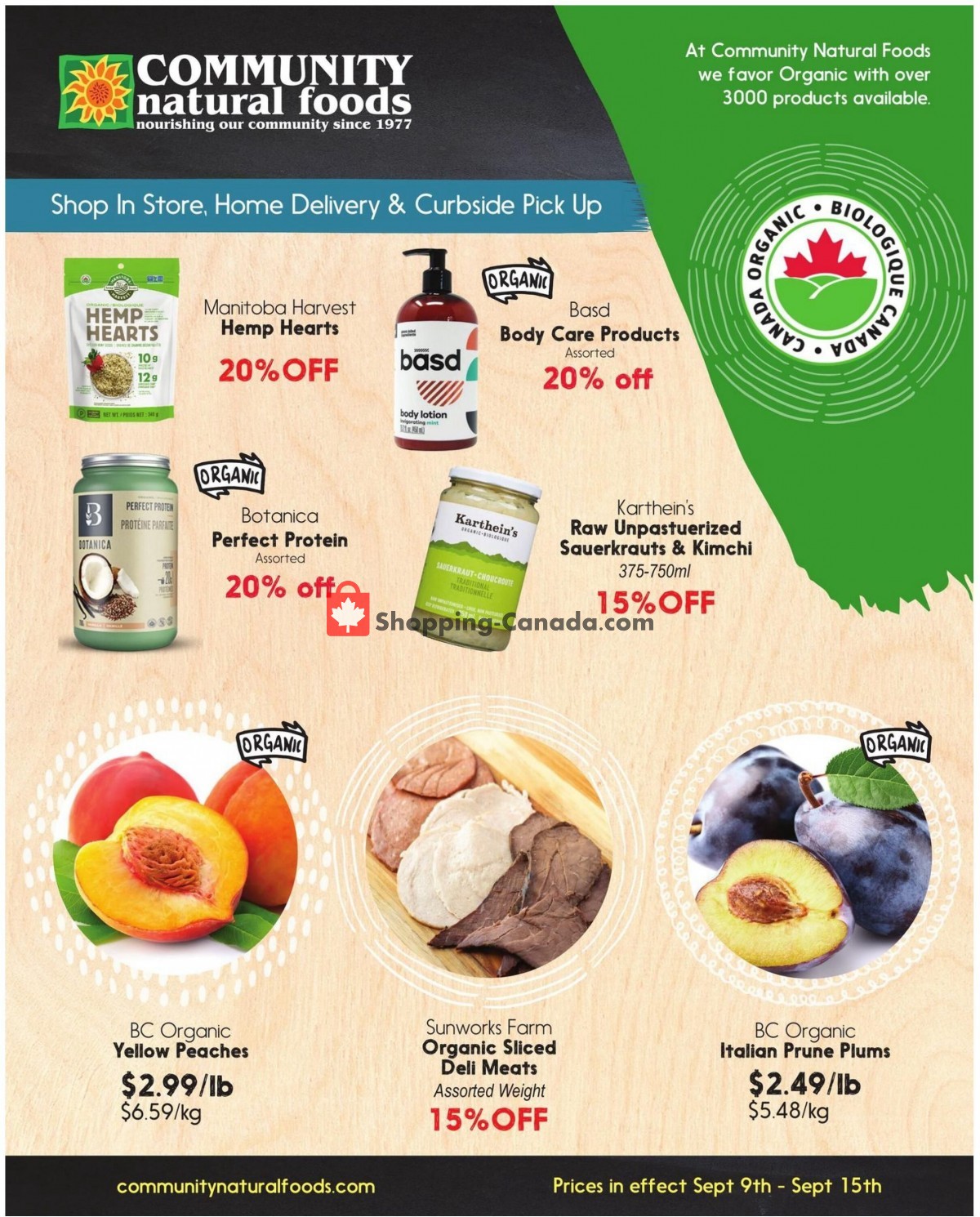 Community Natural Foods flyer from Thursday September 9, 2021 to Wednesday September 15, 2021 - page 1