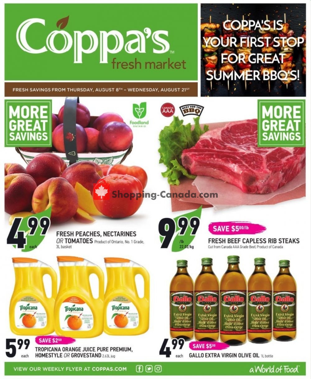 Coppa's Fresh Market flyer from Thursday August 8, 2019 to Wednesday August 21, 2019 - page 1