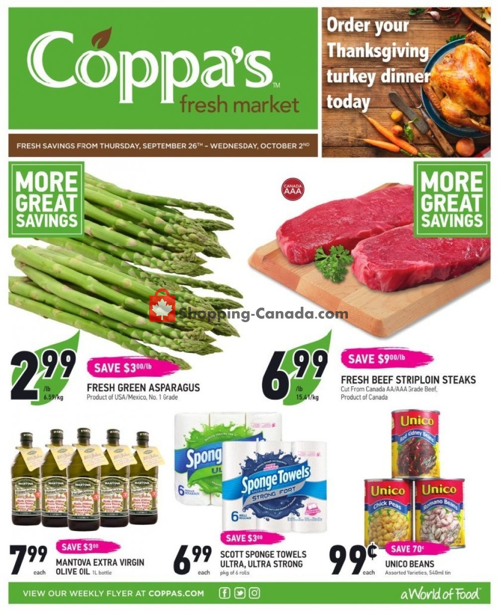 Coppa's Fresh Market flyer from Thursday September 26, 2019 to Wednesday October 2, 2019 - page 1