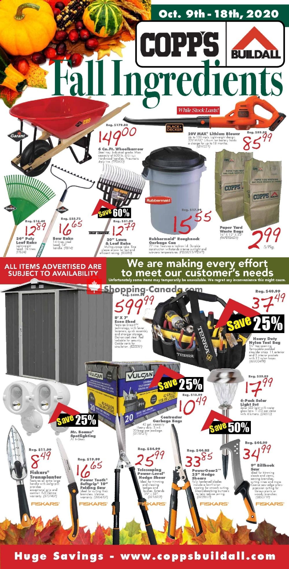 COPP's Buildall flyer from Friday October 9, 2020 to Sunday October 18, 2020 - page 1