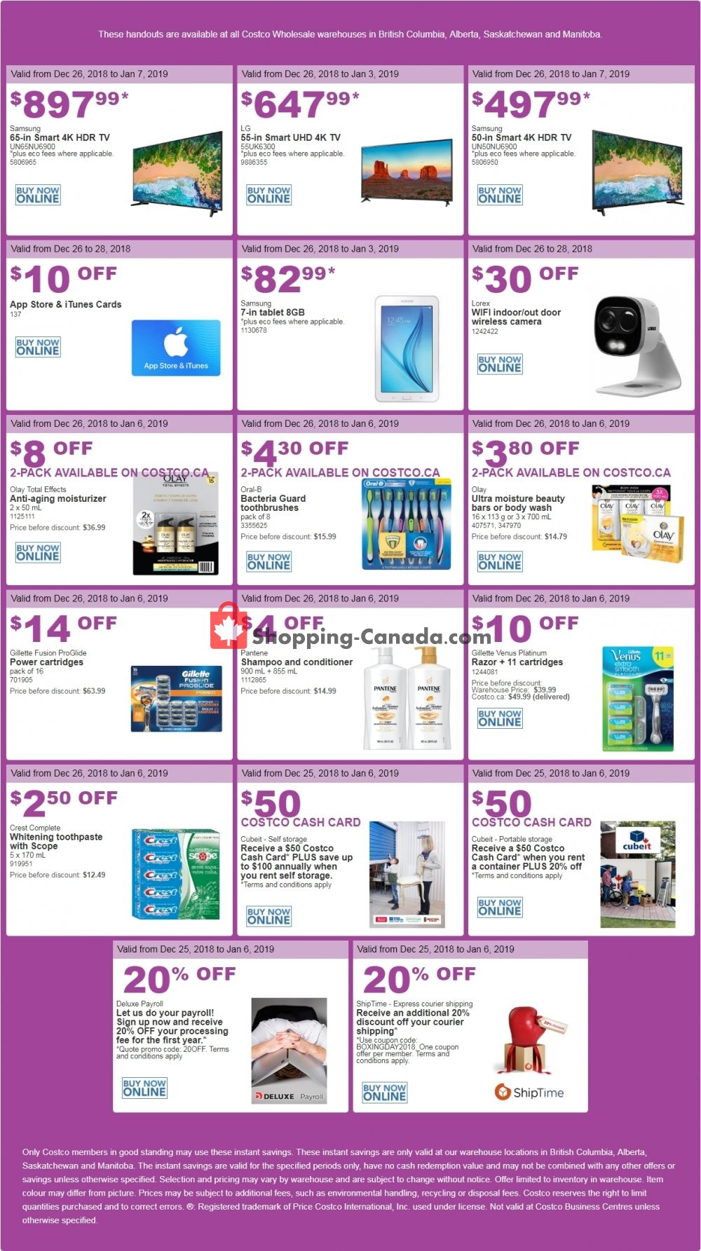 Costco flyer from Wednesday December 26, 2018 to Monday December 31, 2018 - page 1