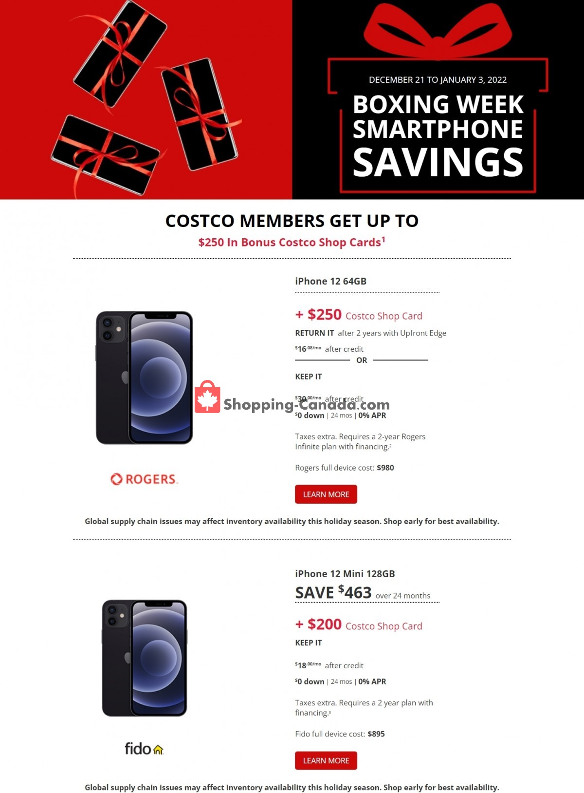 Costco Canada, flyer (Boxing Week Smartphone Savings) December 21