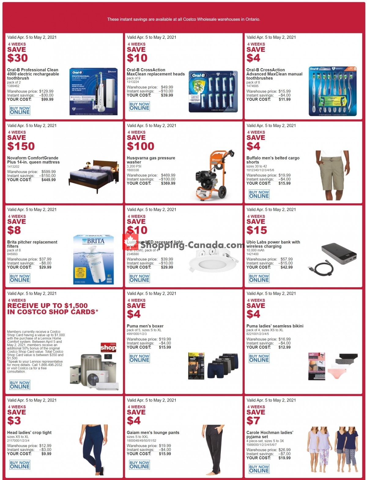Costco flyer from Monday April 5, 2021 to Sunday May 2, 2021 - page 1