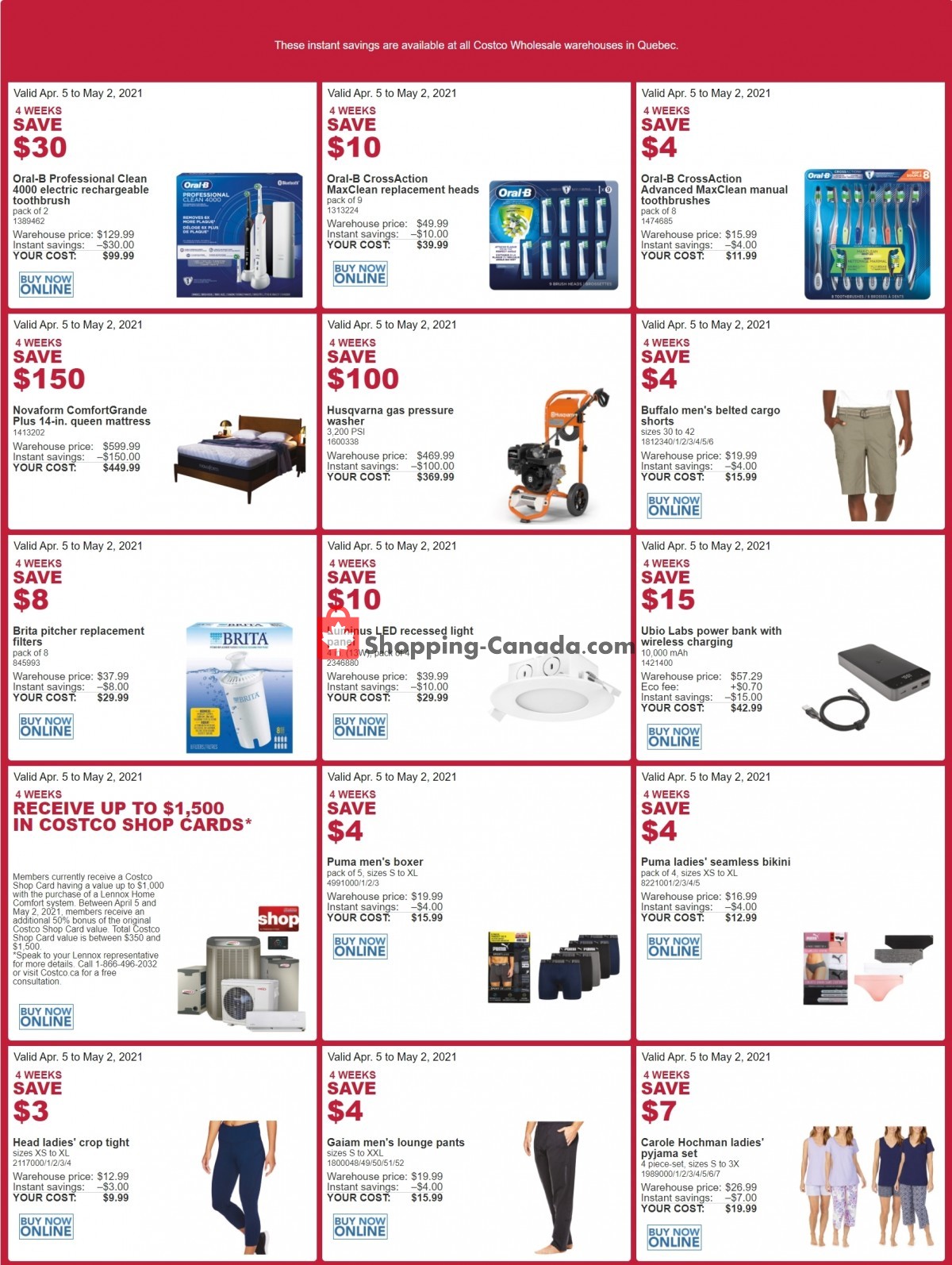 Costco flyer from Monday April 5, 2021 to Sunday May 2, 2021 - page 1