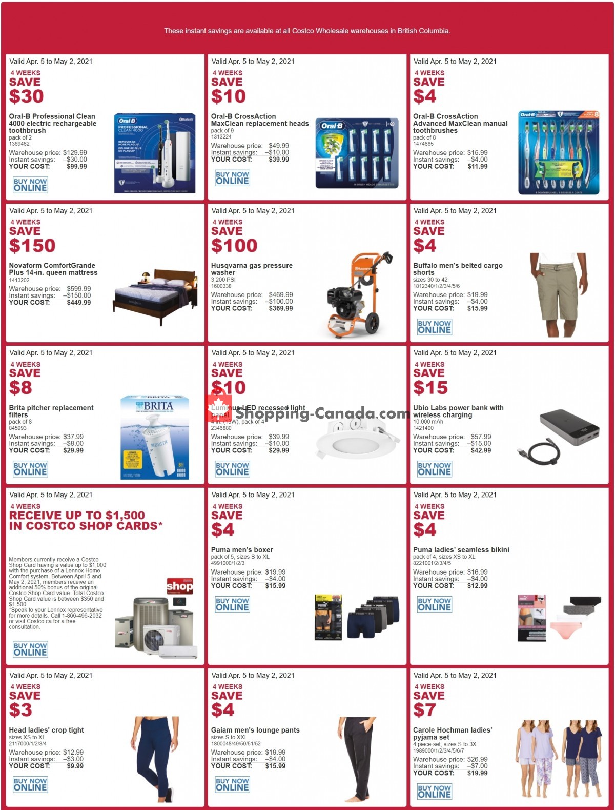 Costco flyer from Monday April 5, 2021 to Sunday May 2, 2021 - page 1