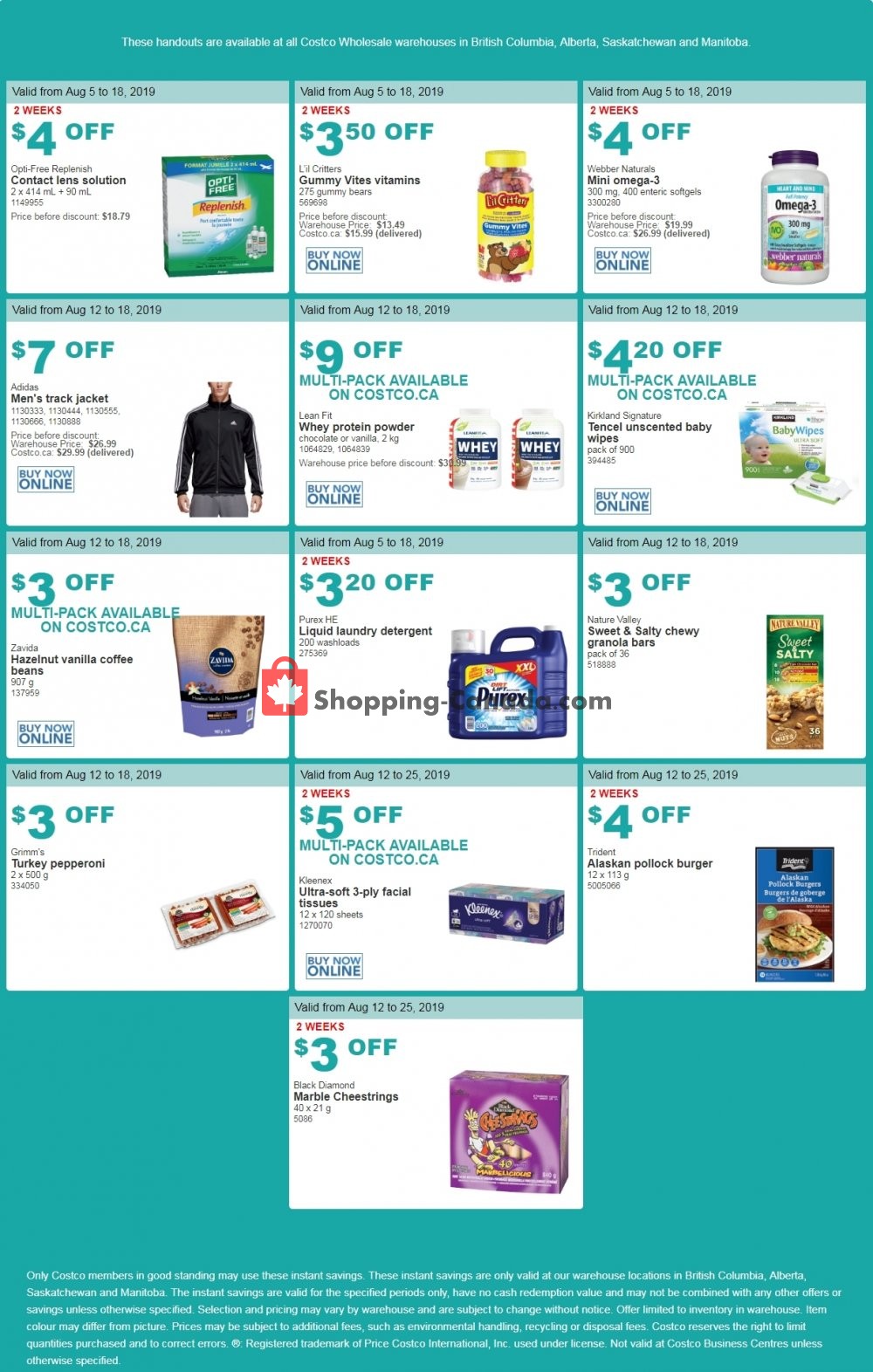 Costco flyer from Monday August 12, 2019 to Sunday August 18, 2019 - page 1