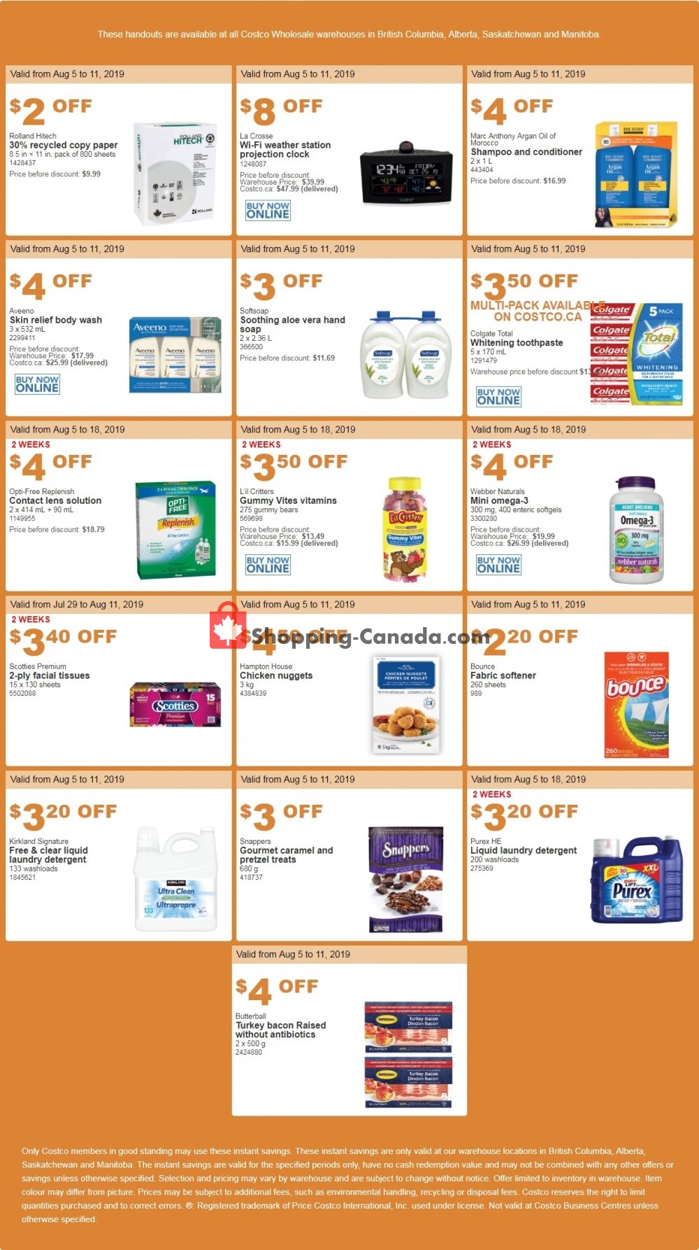 Costco flyer from Monday August 5, 2019 to Sunday August 11, 2019 - page 1
