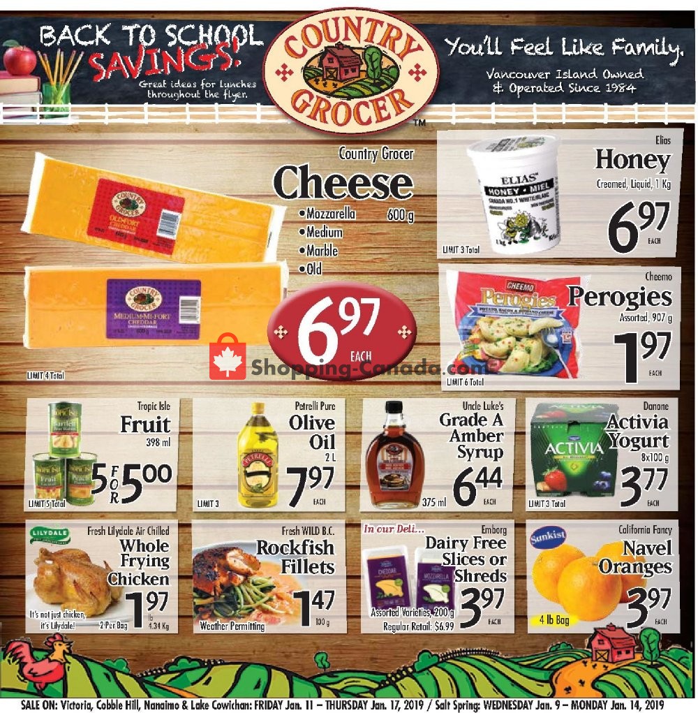 Country Grocer flyer from Friday January 11, 2019 to Thursday January 17, 2019 - page 1