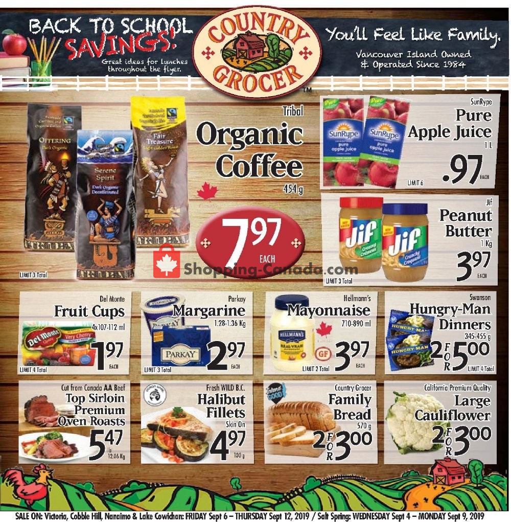 Country Grocer flyer from Friday September 6, 2019 to Thursday September 12, 2019 - page 1