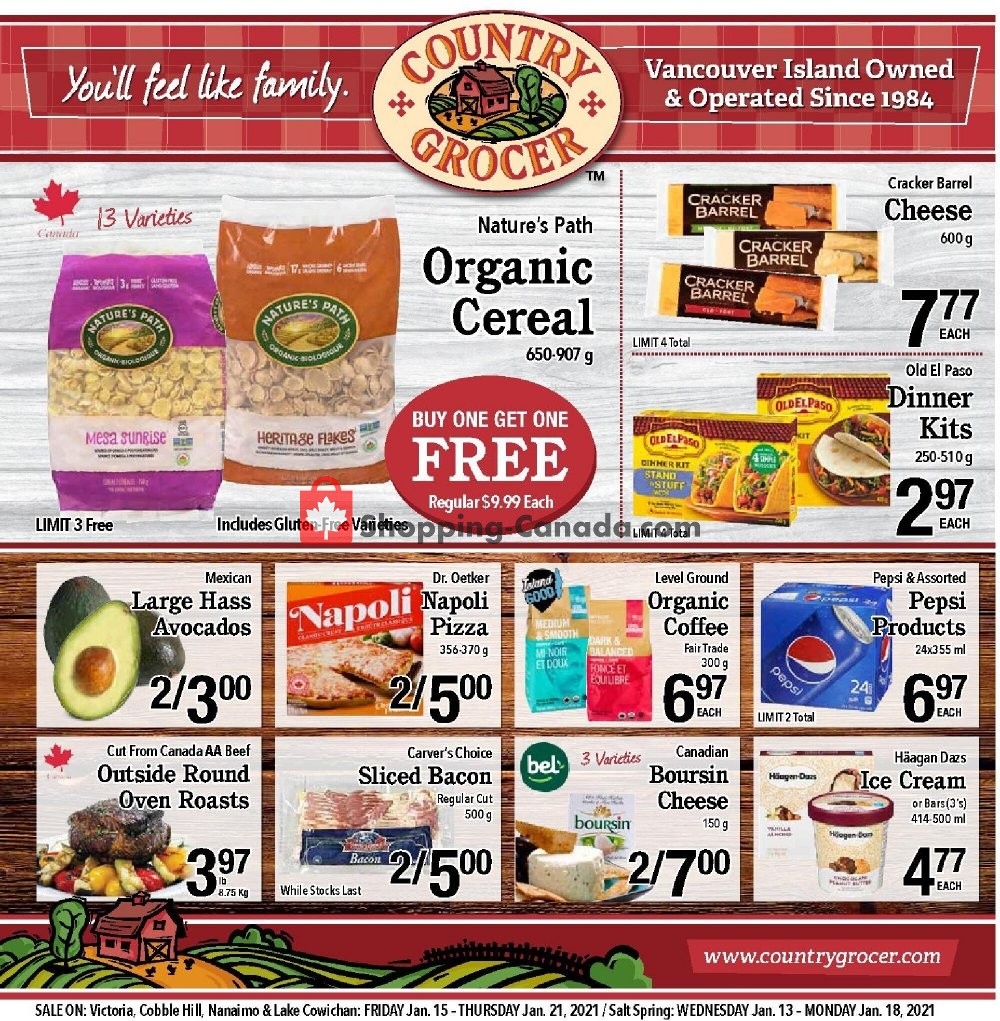 Country Grocer flyer from Friday January 15, 2021 to Thursday January 21, 2021 - page 1