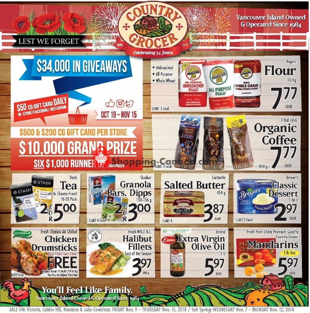 Country Grocer Canada, flyer (Cobble Hill) November 9 November 15