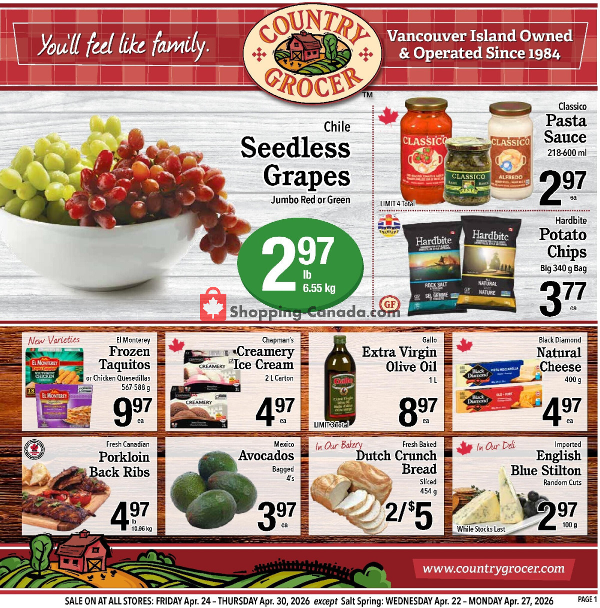 Country Grocer flyer from Friday April 24, 2026 to Thursday April 30, 2026 - page 1